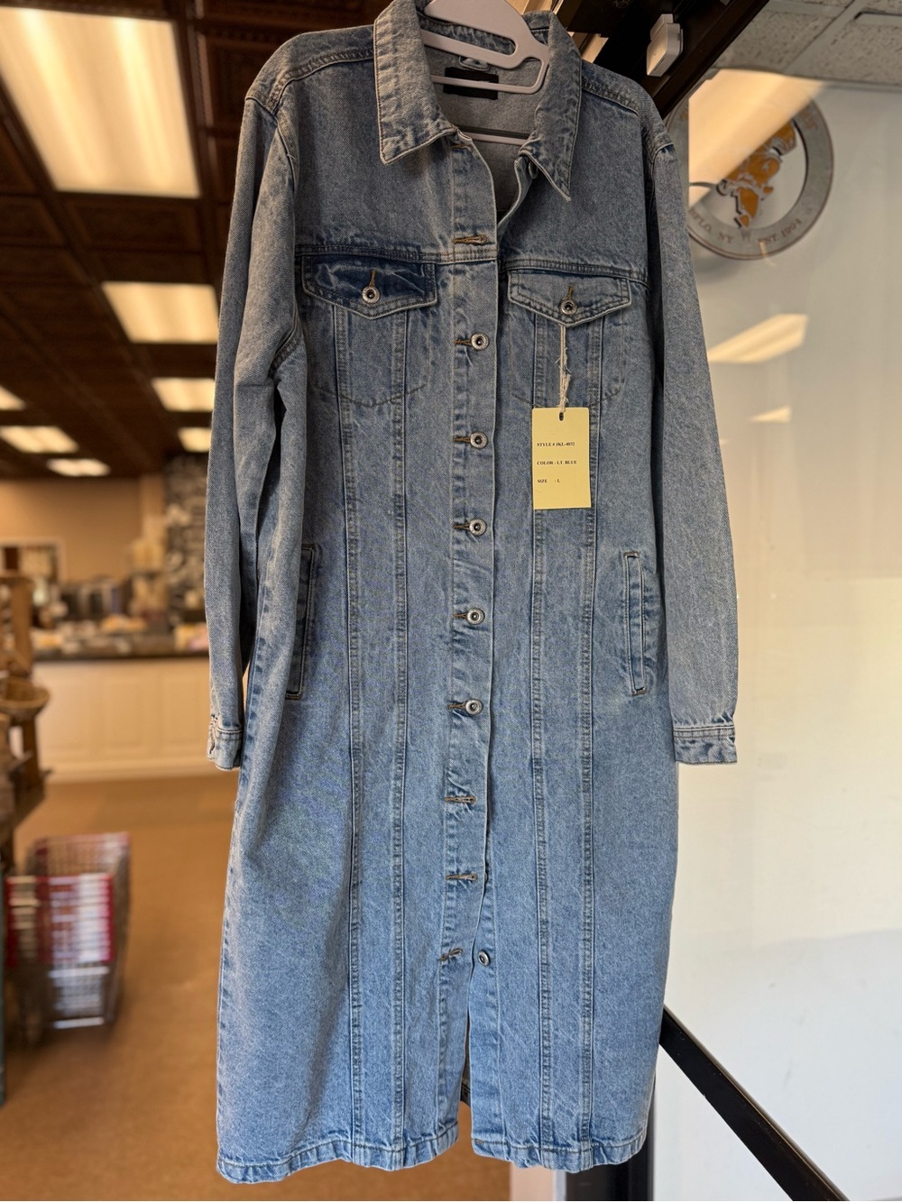 Blue Age Heavyweight Denim Longline Jacket Blue Jean Chore Coat Shacket Large